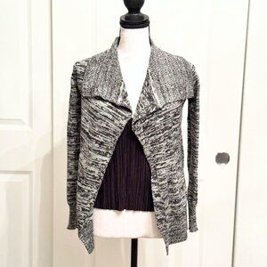 Full Tilt Black Gray Open Front Knit Cardigan Sweater, Size XS